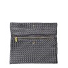 Weave Leather Clutch Black